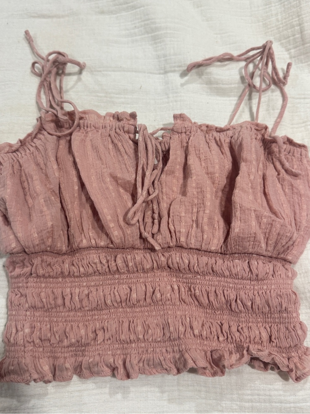 Women’s Smocked Dusty Rose Cropped Tank Top